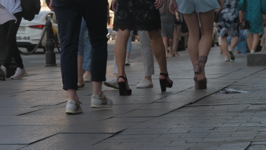 People walking in the big city on crowded street. | Shutterstock HD Video #1032102206