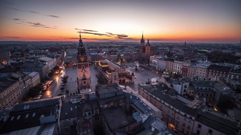 Aerial View of Krakow, Old Town, Cracow, Poland, Polska