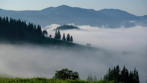 Foggy mountain sunrise time lapse footage. Smoky Mountains National Park, USA