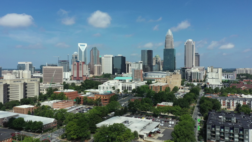 Uptown Downtown Charlotte in North Carolina Aerial view