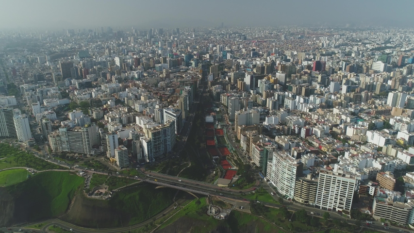 Approach  aerial view of Lima, Peru