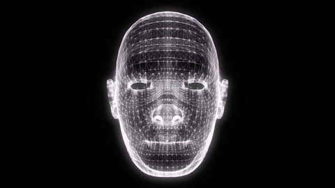 White Wireframe Man Head Animation Loop Graphic Element V2