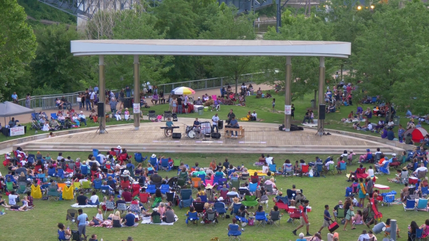 Musicians on stage at Nashville Cumberland Park - NASHVILLE, TENNESSEE - JUNE 16, 2019