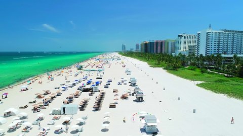 Aerial view paradise beach. Miami Beach. South Beach. Florida. USA. 