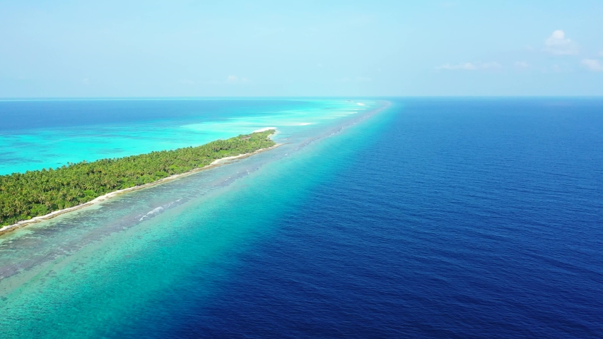 Aerial View Of Tupai Heart Desert Island , Coral Reef Atoll In French Polynesia
