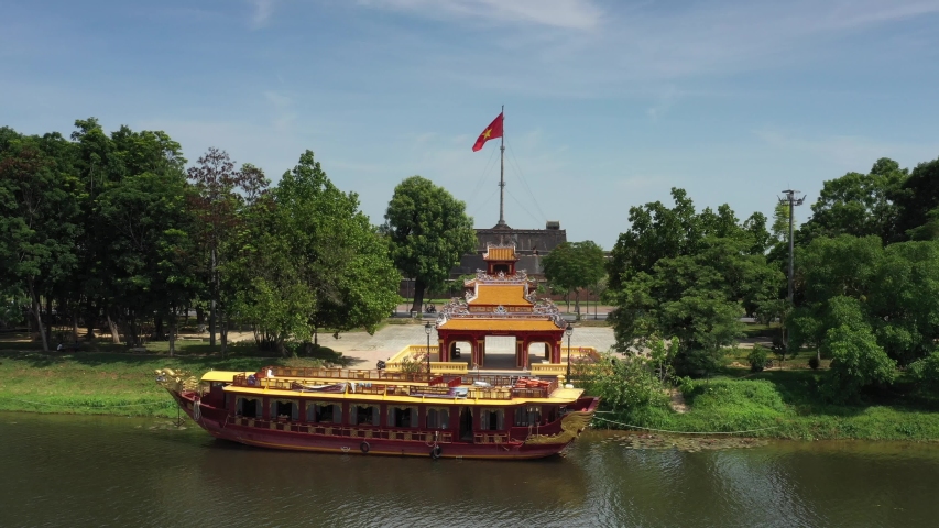 Top ariel view of The capital of the Nguyen Lords, Vietnam. Hue is the capital city of Thua Thien - Hue province, Vietnam. Between 1802 and 1945, it was the imperial capital of the Nguyen Dynasty. 