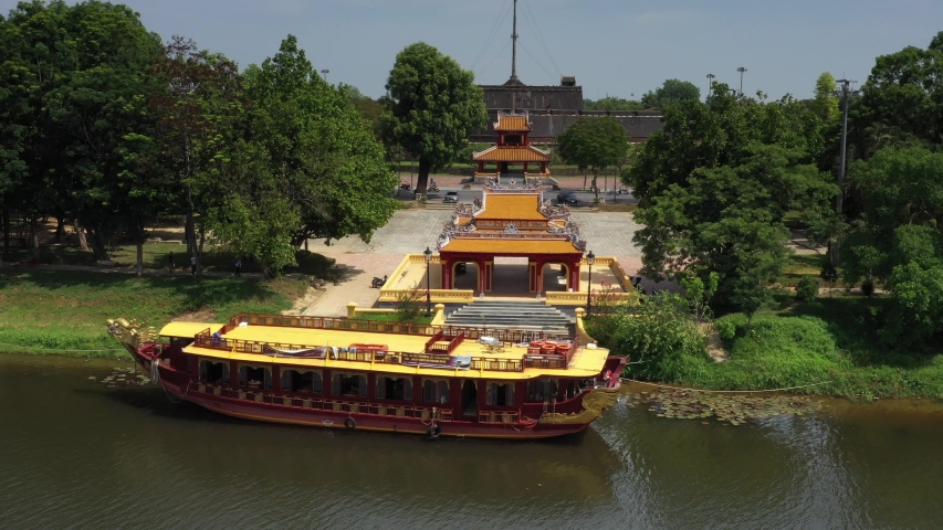 Top ariel view of The capital of the Nguyen Lords, Vietnam. Hue is the capital city of Thua Thien - Hue province, Vietnam. Between 1802 and 1945, it was the imperial capital of the Nguyen Dynasty. 