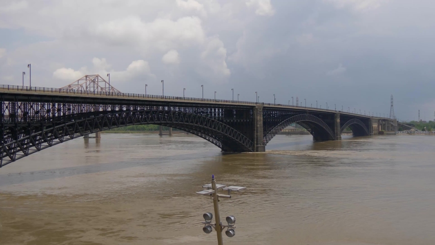 Flood on Mississippi River at Saint Louis - SAINT LOUIS, MISSOURI - JUNE 19, 2019