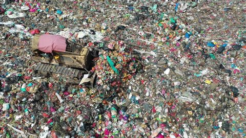 Plastic pollution environmental problem. Huge garbage dump in Malaysia 