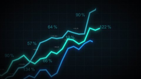 Business Growth And Success Arrow Infographics/
4k animation of a business infographics with rising arrow and bar stats appearing, symbolizing growth and success, with glitch and noise digital effects