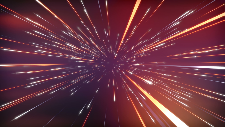 Abstract hyperspace neon animation background. Speed of light, glowing ...
