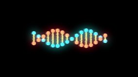 glitched shiny DNA spiral molecule rotating in space seamless loop animation background new quality beautiful natural health cool nice stock 4k video footage