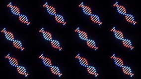 many glitched shiny DNA spiral molecule rotating in space seamless loop animation background new quality beautiful natural health cool nice stock 4k video footage