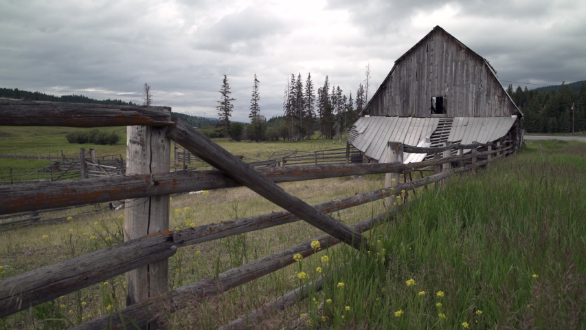 Weathered Ranch Barn Nicola Valley British Columbia 4K UHD. An old, weathered barn in the Nicola Valley, British Columbia, Canada. 4K UHD.
