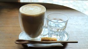 Coffee Break With Hot Coffee Latte, Stock Video
