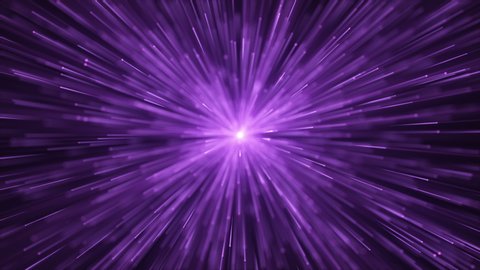 Explosion purple lights sparkles. Glowing light explodes. Flare in center. 4k Festive motion background.