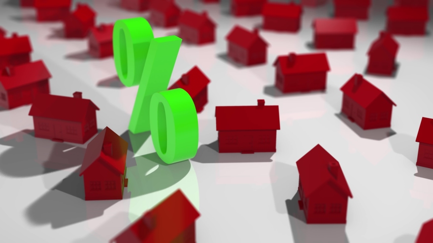 Mortgage interest rate of home property loan financial investment tax fees - Conceptual 3D render animation Royalty-Free Stock Footage #1032237899