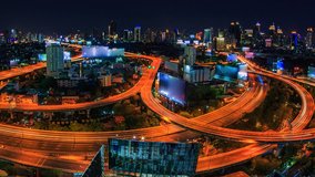 4K.Time lapse Day to Night or Night to Day cityscape at Bangkok city Asia Thailand. Footage Video Ultra HD, 4096 x 2304 