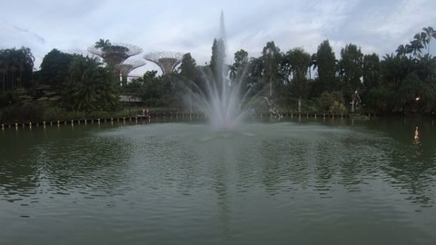 Water Fountain on a lake middle of it very Beautiful Footage with Daylight