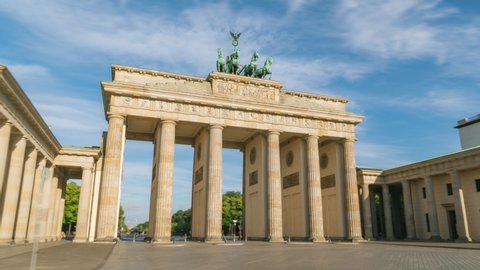 Hyperlapse time lapse sequence of the Brandenburg Gate in Berlin Germany Long exposure 