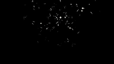 Realistic Silver Confetti Explosions / High Quality 1920×1080 Full HD With Alpha Matte Channel
