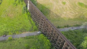Holcomb Creek Wooden Train Trestle. The largest wooden bridge in the U.S. still in use at 1168 feet long and about 90 feet tall. Located in north plains north of Hillsboro Oregon.  Built in 1905 