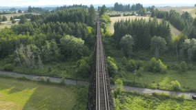 Holcomb Creek Wooden Train Trestle. The largest wooden bridge in the U.S. still in use at 1168 feet long and about 90 feet tall. Located in north plains north of Hillsboro Oregon.  Built in 1905 