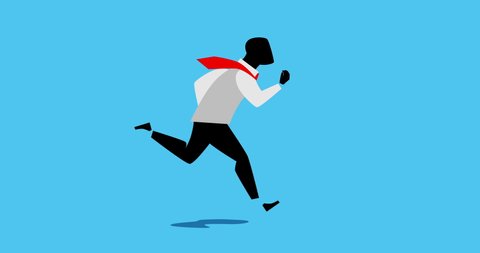 Animation of businessman running competition races