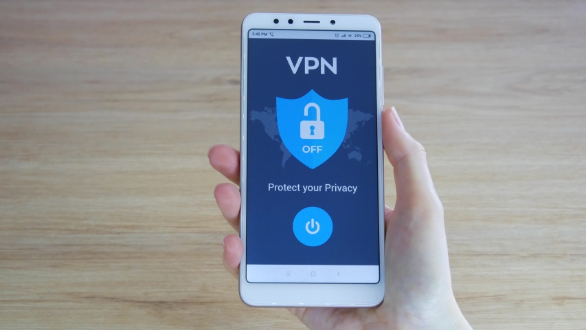 VPN. Virtual private network. Turning on VPN on the smartphone. Data encryption. IP substitute. Cyber security and privacy. Personal data protection. Privacy Protection. Royalty-Free Stock Footage #1032319784