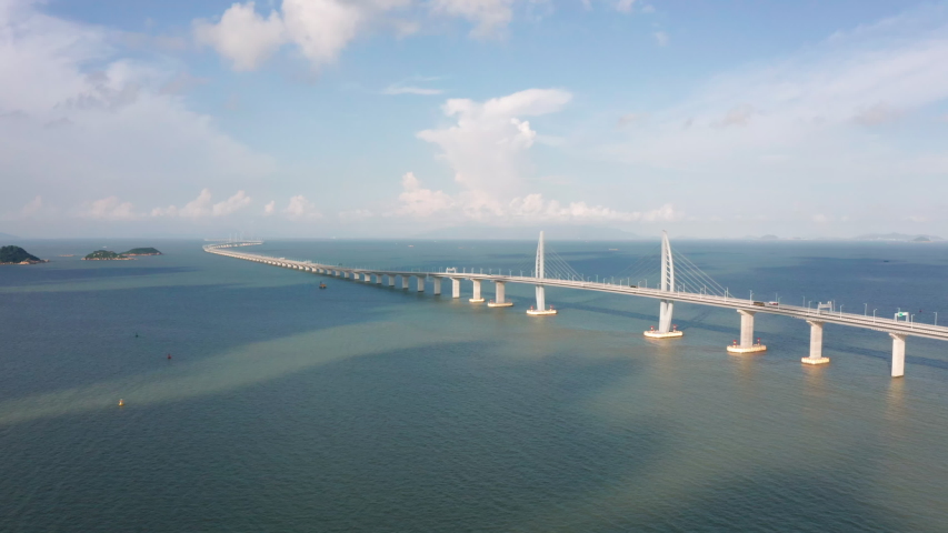 Aerial View Footage Of Hong Kong-Zhuhai-Macao Bridge