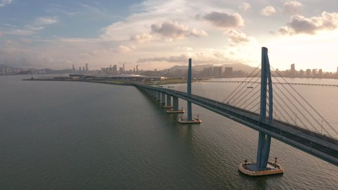 Aerial View Footage Of Hong Kong-Zhuhai-Macao Bridge
