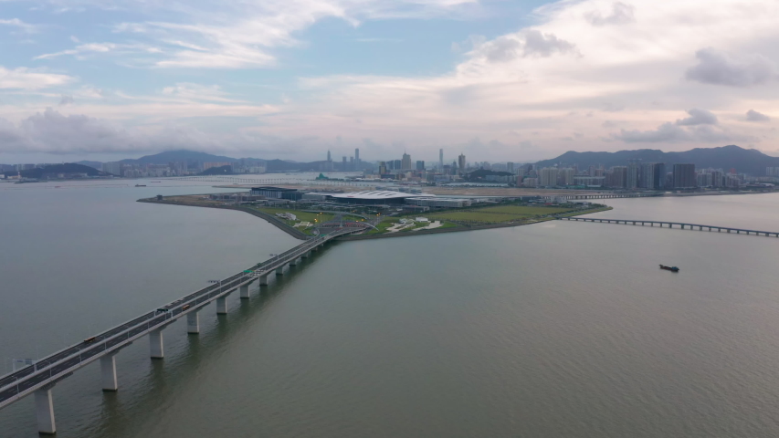Aerial View Footage Of Hong Kong-Zhuhai-Macao Bridge