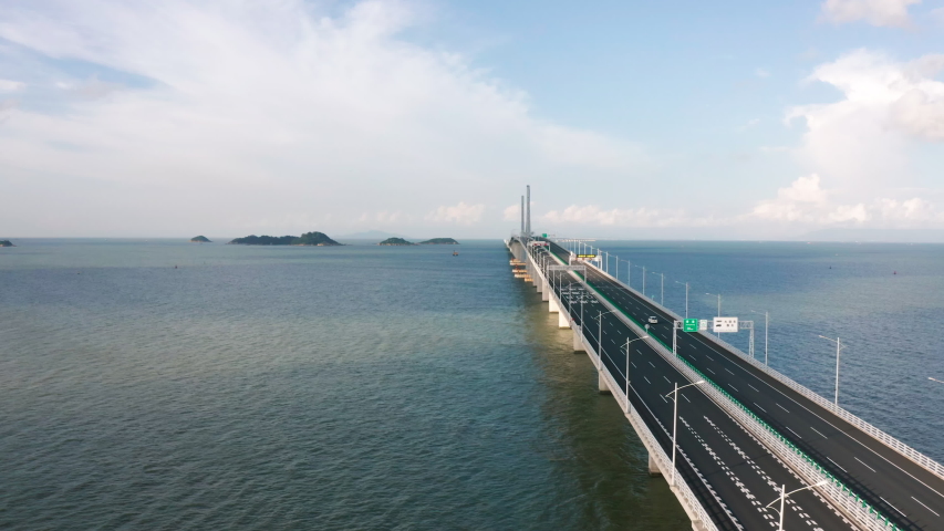 Aerial View Footage Of Hong Kong-Zhuhai-Macao Bridge