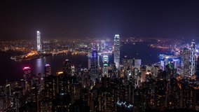 Hong Kong cityscape time lapse at night