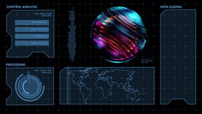 HUD digital Screen monitor display dashboard background. Smart technology IOT of sci-fi future with world globe 3D rendering simulation - Powered by Shutterstock - Get 15% off with code: PIKWIZARD15