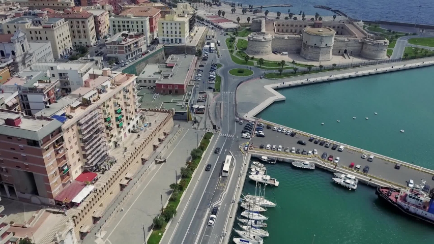 Sunny Day in Port of Civitavecchia Aerial footage of port of Civitavecchia, Italy