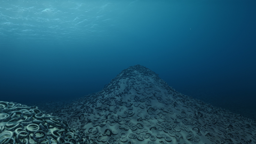 Oceans Pollution - Tires Cemetary Underwater Royalty-Free Stock Footage #1032346451