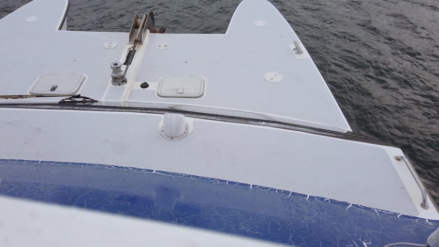 Tilt up reveal as ferry rides towards Wellington City, New Zealand 4k