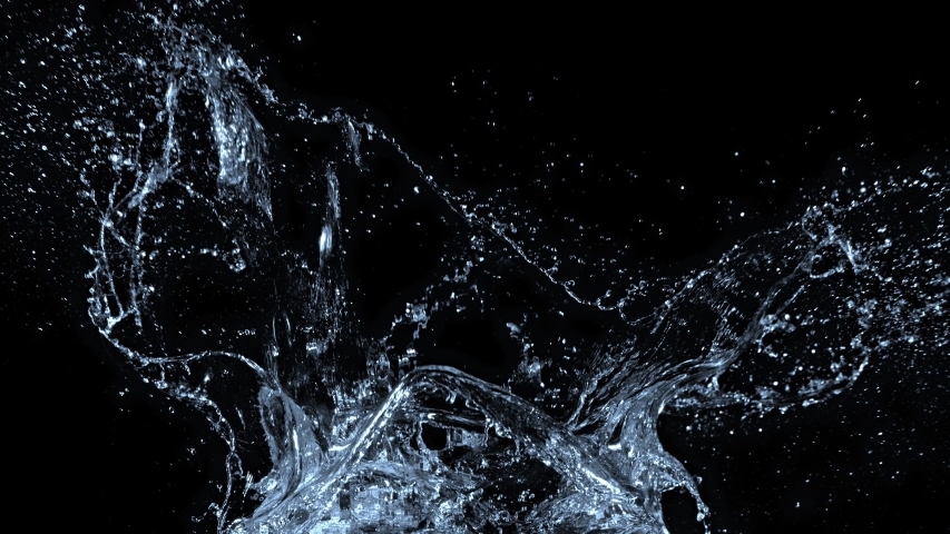 Super Slow Motion Shot of Water Splash at 1000fps Isolated on Black Background. Royalty-Free Stock Footage #1032368930