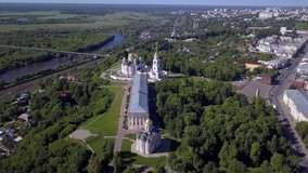 Holy Assumption Cathedral, Vladimir, Golden Ring of Russia dron air video 