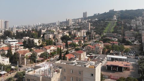 June 16, 2019. Haifa, Israel. One of the old districts of the city, the German Colony, after many years of restoration, took on a modern look.
