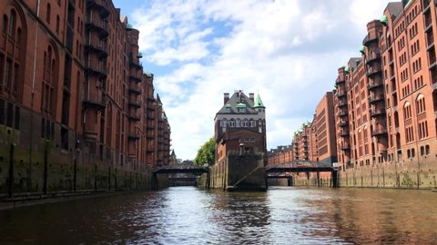 The old warehouse district (Speicherstadt) in Hamburg, Germany. The largest warehouse district in the world is located in the port of Hamburg within the HafenCity quarter and is Unesco World Heritage.