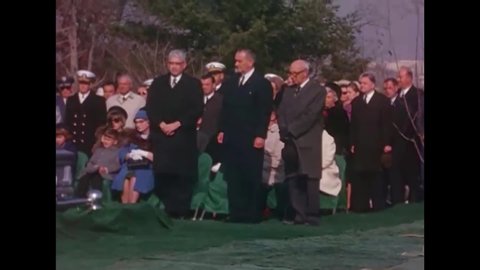 CIRCA 1967 - LBJ looks on at Roger Chaffee's Arlington funeral.