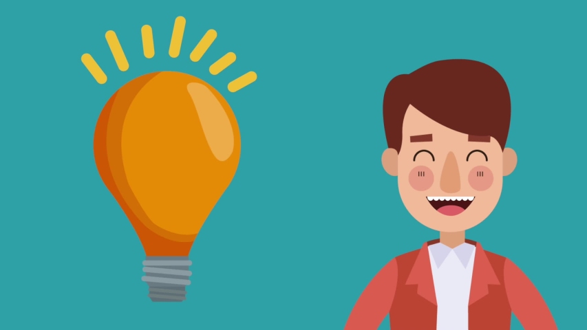 Businessman talking about idea High definition animation colorful scenes