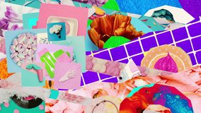 Animation design. Collage chaos mix stylish textures and object. Zine creative art