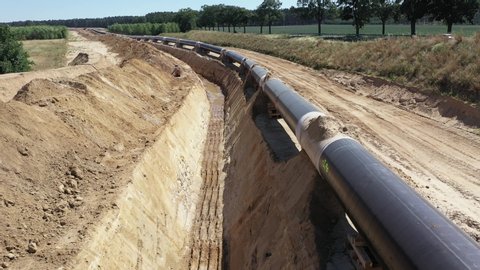 A pipeline for gas shortly before installation
