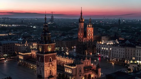 Aerial View of Krakow, Wawel, Royal Castle, Cracow, Poland, Polska