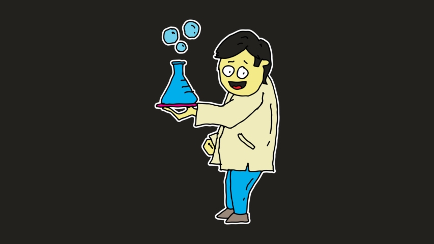 kids drawing black screen with theme of chemical engineering