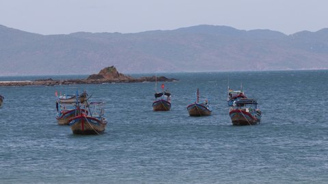 Fisherman boats at the beach in Nha Trang, Vietnam