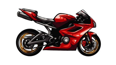Self drawing animation of continuous one line drawing of motorbike